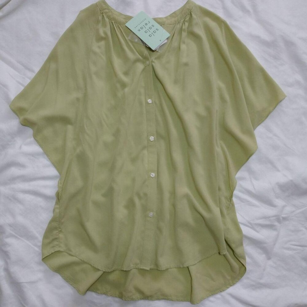 Globrok Smooth Relaxed Blouse Size M Green